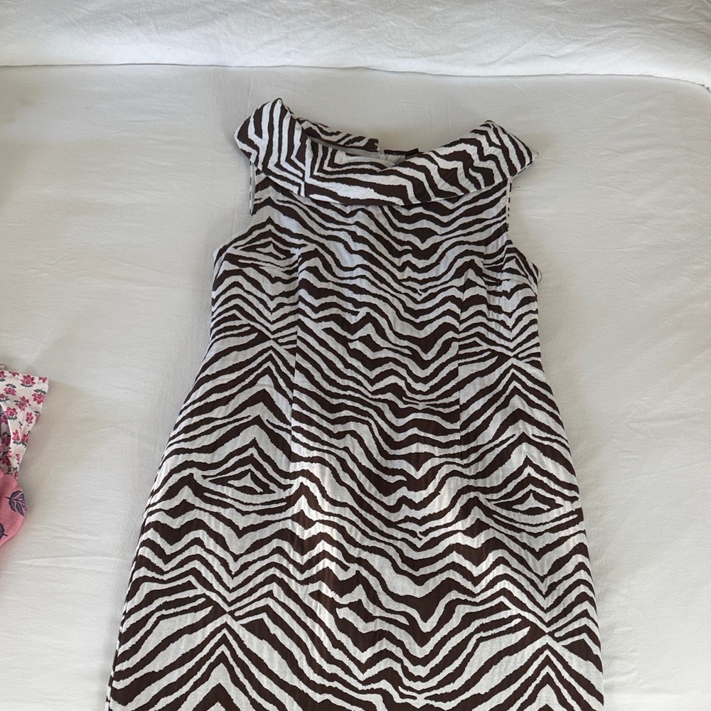 Dana Buchman Brown and White Zebra-Print Mini Dress